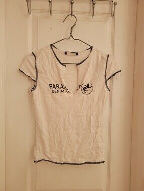Parasuco White Short Sleeve Logo Tee with Contrast Stitching